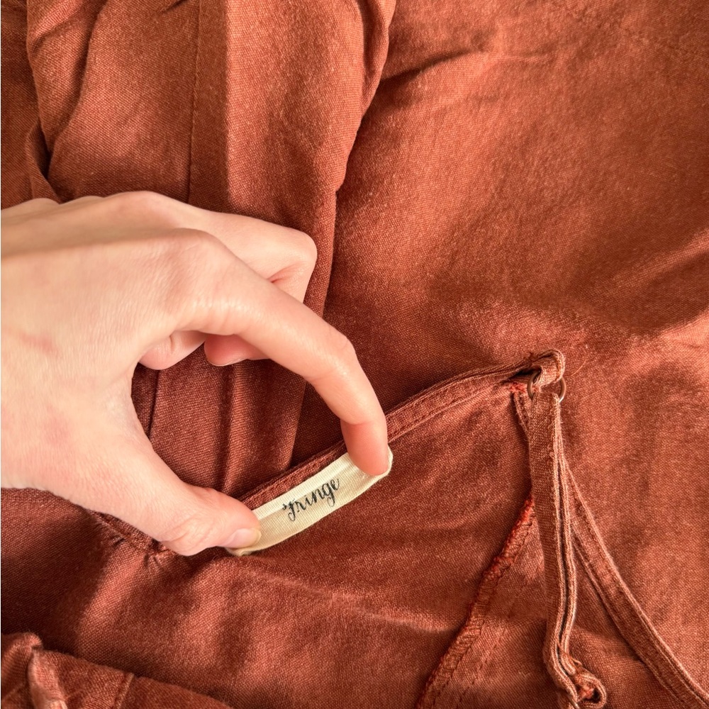 Rust Red Button down romper - Picture 3 of 4